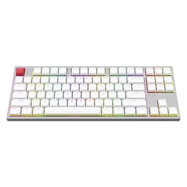 [ABKO] 유,무선 블루투스 기계식 미니 키보드, AK87 슬림 텐키리스 [화이트 그레이] [검은콩축/택타일]