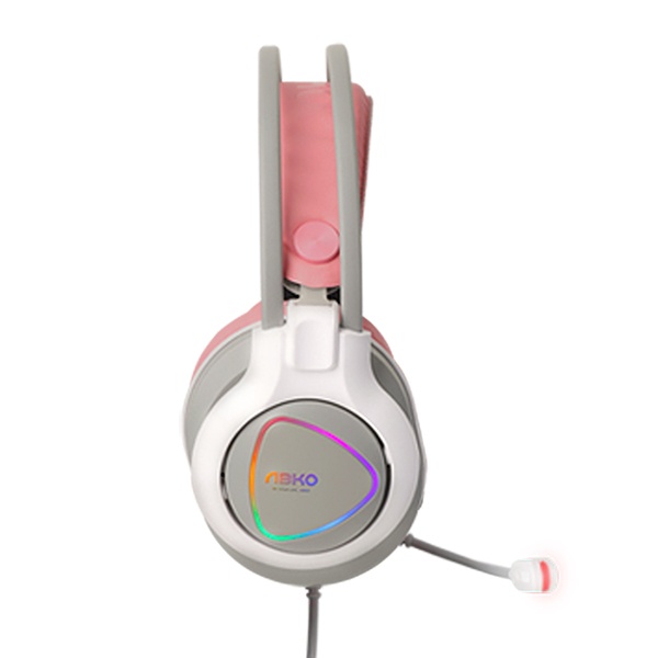 [ABKO] [헤드셋] 진동 헤드셋 N980 [가상7.1/RGB] [앱코정품] [화이트 핑크]