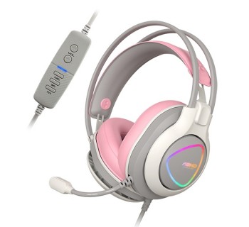 [ABKO] [헤드셋] 진동 헤드셋 N980 [가상7.1/RGB] [앱코정품] [화이트 핑크]